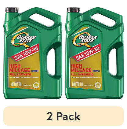 (2 pack) Quaker State Full Synthetic High Mileage 10W-30 Motor Oil, 5 Quart