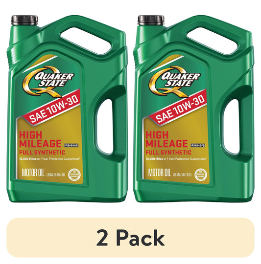 (2 pack) Quaker State Full Synthetic High Mileage 10W-30 Motor Oil, 5 Quart