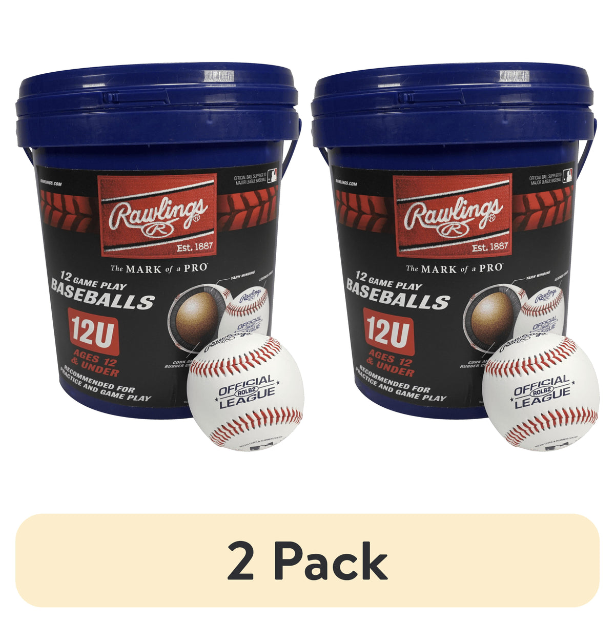 Rawlings | Official League CROLB Practice Youth Baseballs | 10U | Bucket | 12 Count