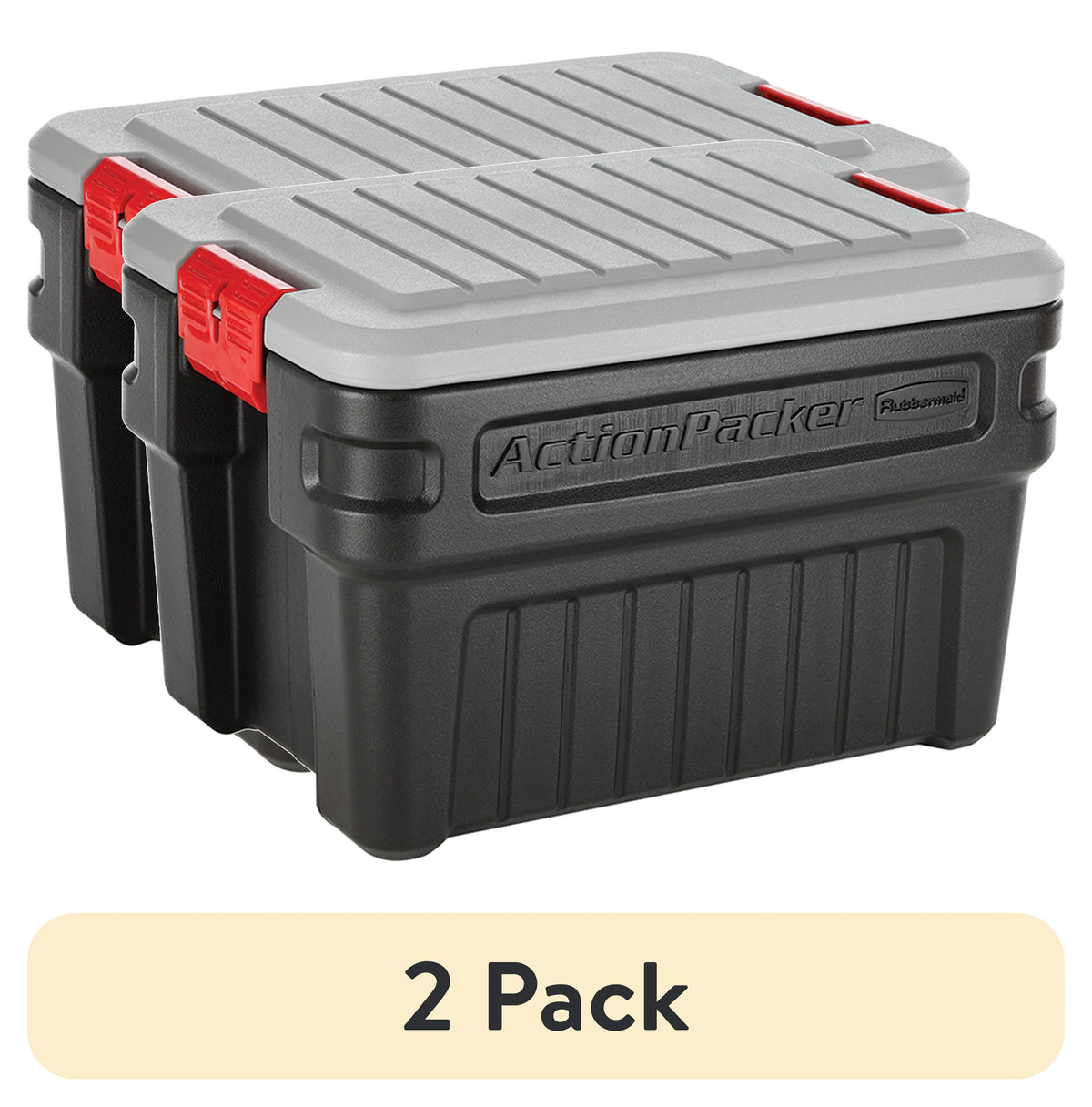 Rubbermaid 24 Gallon Action Packer Storage Bin, Heavy Duty Plastic, Lockable, Black, Included Lid