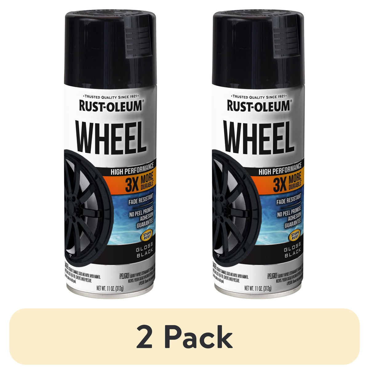(4 pack) Rust-Oleum Automotive Wheel 3X Gloss Spray Paint, Black, 11 oz