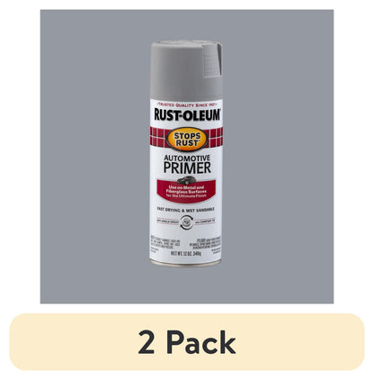 (6 pack) Light Gray, Rust-Oleum Stops Rust Automotive Primer Flat Spray Paint-2081830, 12 oz