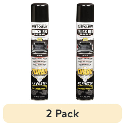 (2 pack) Rust-Oleum Stops Rust Turbo Automotive Flat Textured Truck Bed Spray Paint, Black, 24 oz