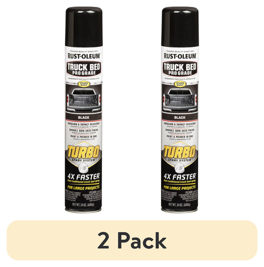 (2 pack) Rust-Oleum Stops Rust Turbo Automotive Flat Textured Truck Bed Spray Paint, Black, 24 oz