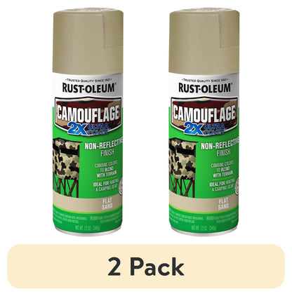 (6 pack) Army Green, Rust-Oleum Camouflage 2X Ultra Cover Flat Spray Paint-279176, 12 oz