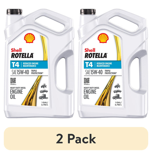 (2 pack) Shell Rotella T4 Triple Protection 15W-40 Diesel Engine Oil, 1 Gallon