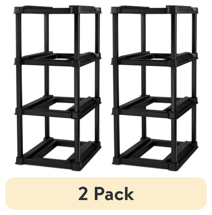 4 Tier Tote Rack, Holds Four 27 Gallon Industrial Storage Totes, Heavy Duty Plastic Garage Storage Organizer, Vertical Easy-Access No-Stacking Design, Black