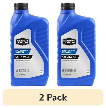 (4 pack) Super Tech Full Synthetic V-Twin Motorcycle Oil, SAE 20W-50, 1 Quart