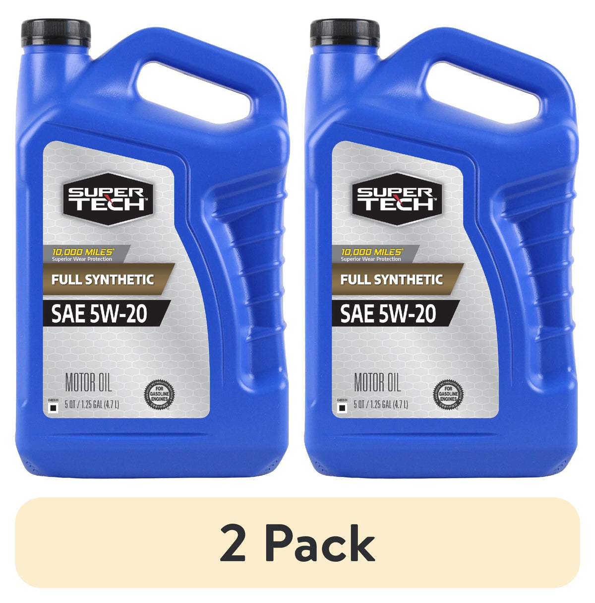 (2 pack) Super Tech Full Synthetic SAE 5W-20 Motor Oil, 5 Quarts