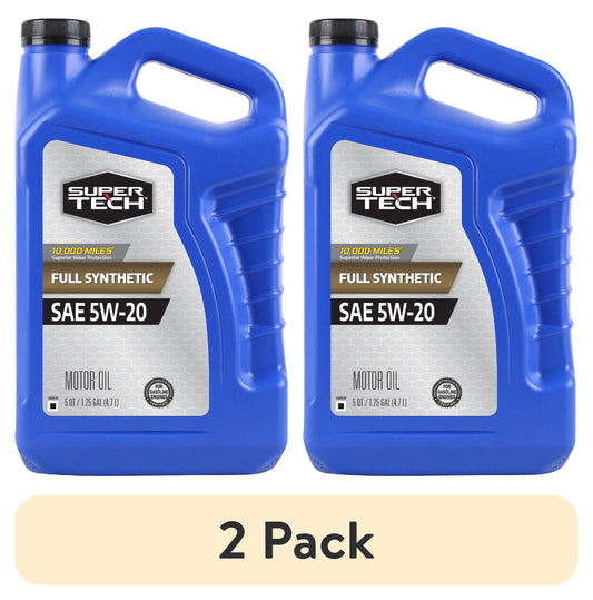 (2 pack) Super Tech Full Synthetic SAE 5W-20 Motor Oil, 5 Quarts