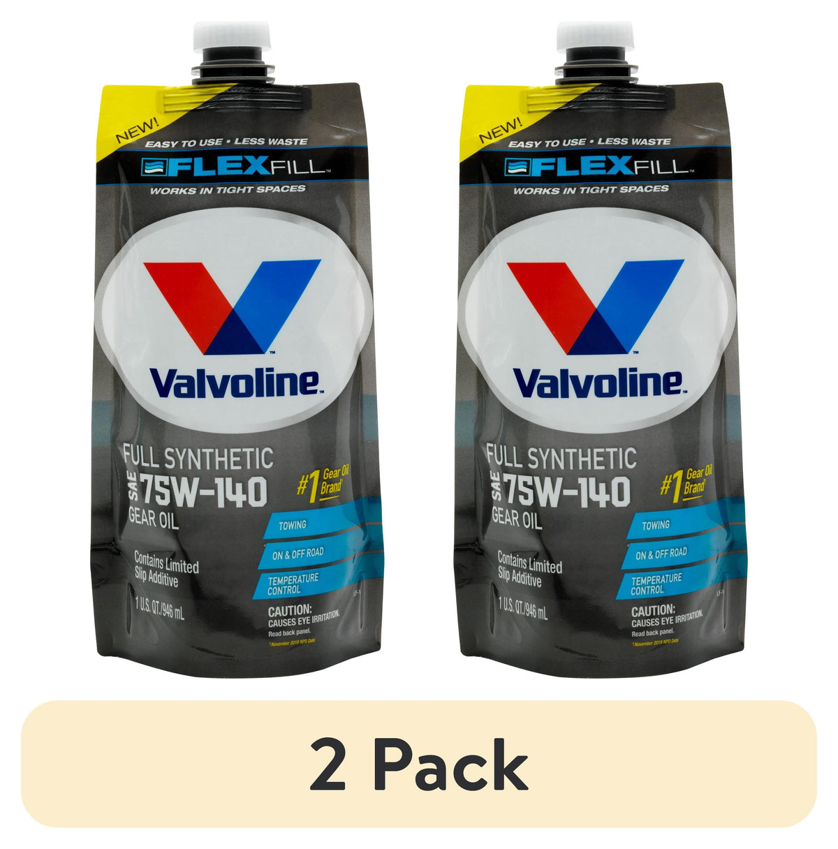 (3 pack) Valvoline Flex Fill 75W-140 Full Synthetic Gear Oil 1 QT Squeeze Pouch