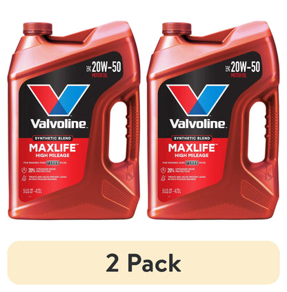 (2 pack) Valvoline MaxLife High Mileage 20W-50 Synthetic Blend Motor Oil 5 Quart