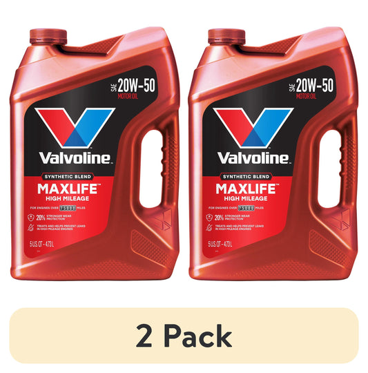 (2 pack) Valvoline MaxLife High Mileage 20W-50 Synthetic Blend Motor Oil 5 Quart