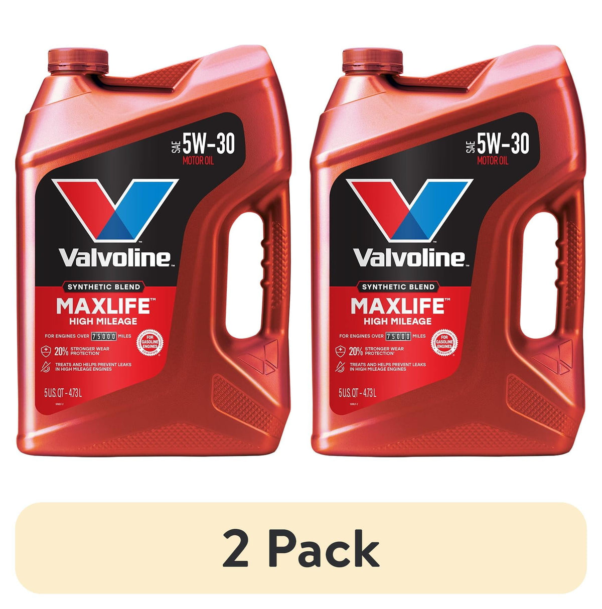 (2 pack) Valvoline MaxLife High Mileage 5W-30 Synthetic Blend Motor Oil 5 Quart