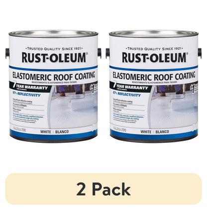 (2 pack) White, Rust-Oleum Elastomeric Roof Coating-301904, 1 gal