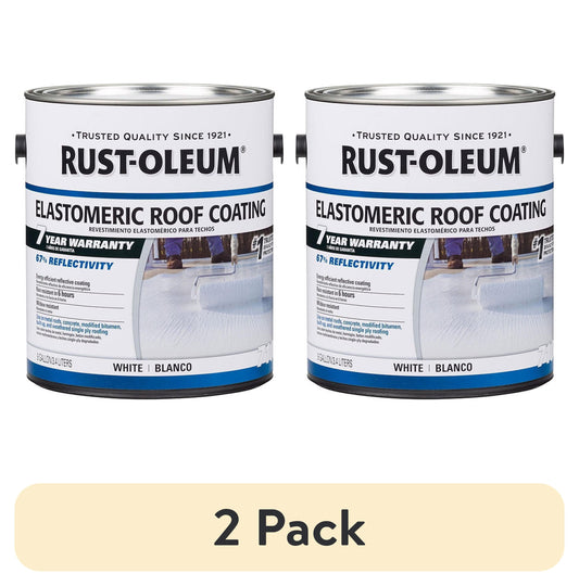 (2 pack) White, Rust-Oleum Elastomeric Roof Coating-301904, 1 gal