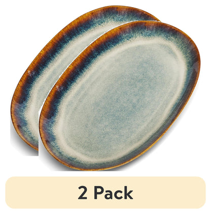 (2 pack) Yellowstone Ceramic Oval Platter, Kayce Collection