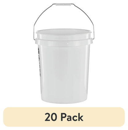 (12 pack) United Solutions 5 Gallon Round Utility Bucket, Comfort Handle, Plastic, White, PN0149, 1 Each