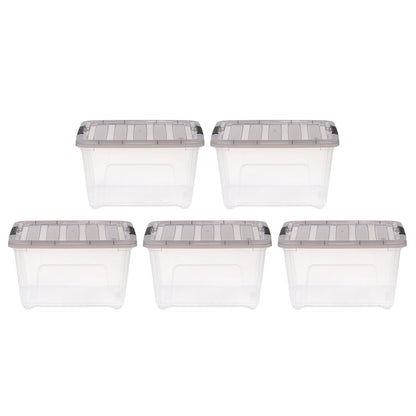 IRIS 32 Qt. Plastic Storage Bins with Lids, Stackable Storage Containers, Totes, 5 Pack