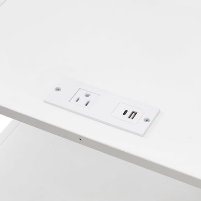 Mainstays 3 Drawer Fabric Nightstand with USB, Arctic White Boucle