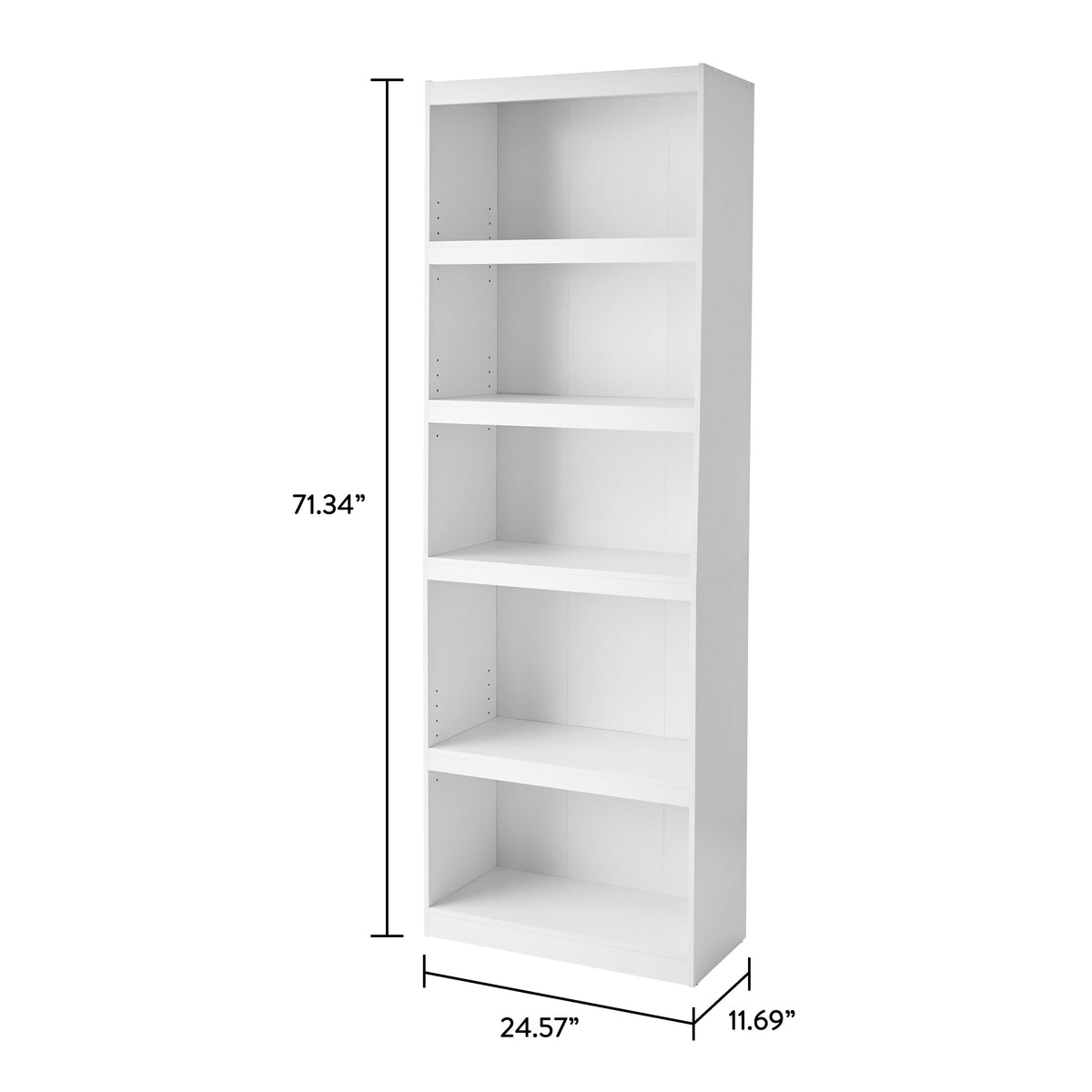 Mainstays Framed 5-Shelf Bookcase with Adjustable Shelves, White
