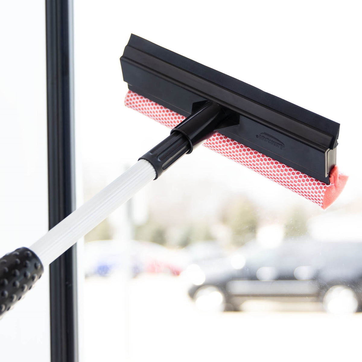 Libman Black and Red Telescopic Window Washer Squeegee and Sponge Combination Assembled Height 96"
