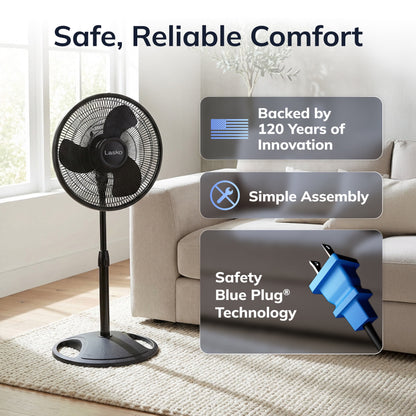 Lasko 16" 3-Speed Oscillating, Adjustable Height, Pedestal Fan S16500