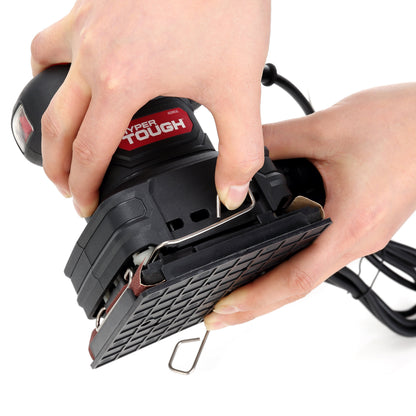 Hyper Tough 2 Amp Corded 1/4-Sheet Palm Sander with Dust Bag, Vacuum Hose Adapter, Punch Plate & 3 Sanding Sheets