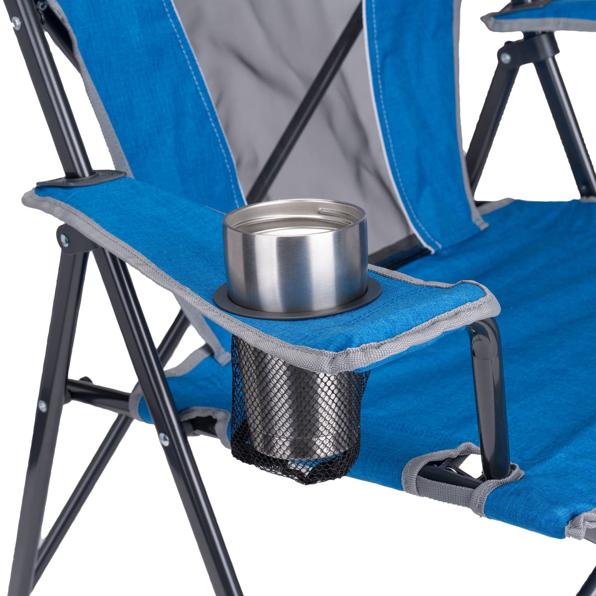 GCI Outdoor Comfort Quad Lightweight Folding Camping Chair with Carry Bag, Heathered Royal