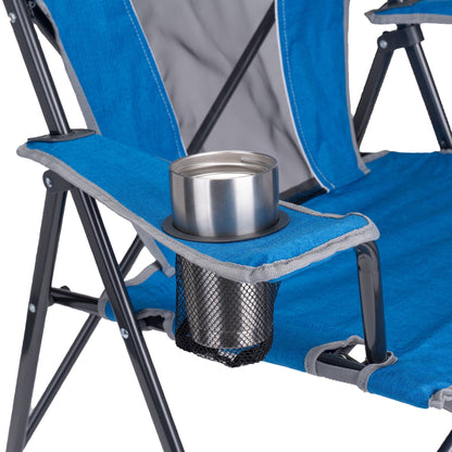 GCI Outdoor Comfort Quad Lightweight Folding Camping Chair with Carry Bag, Heathered Royal