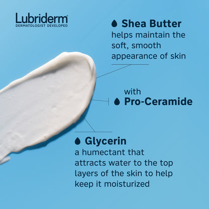 (3 pack) Lubriderm Daily Moisture Body Lotion + Pro-Ceramide, Fragrance Free, 24 Fl oz