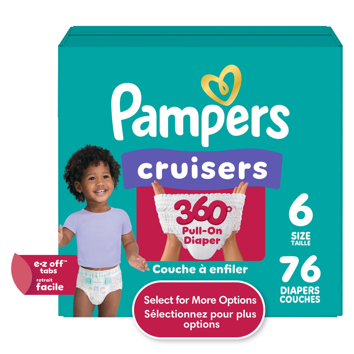 Pampers Cruisers 360 Baby Diapers Size 6, 76 Count (Select for More Options)
