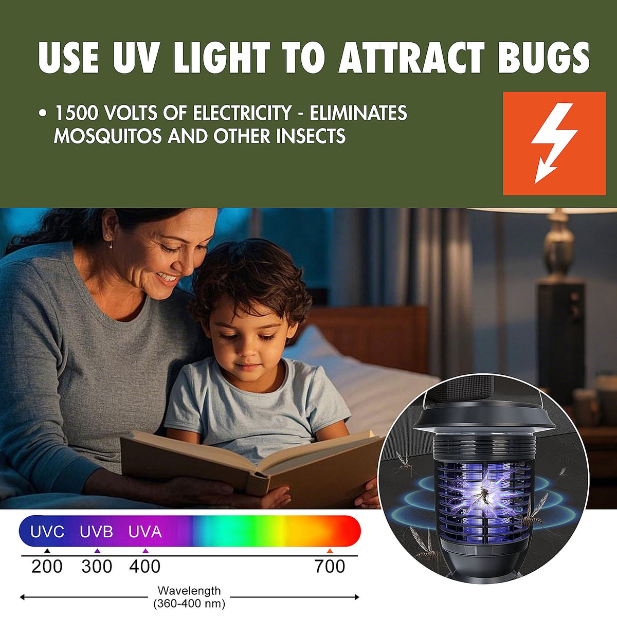 Ozark Trail Rechargeable Self-Cleaning Electronic Bug Zapper for Outdoor Use, Black