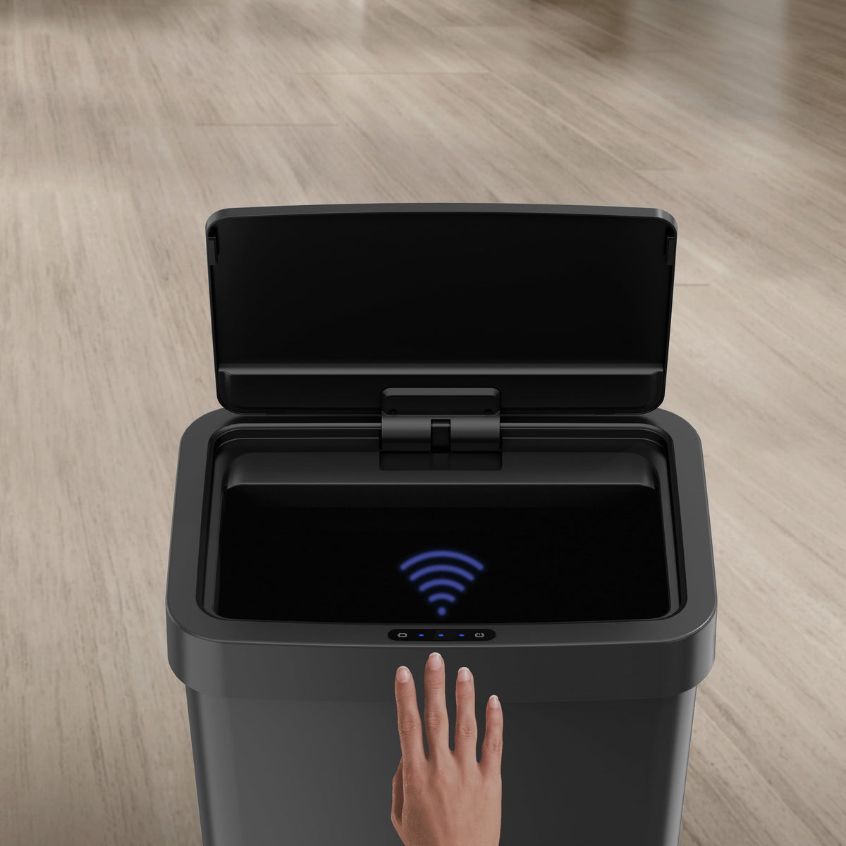 Mainstays Kitchen Motion Sensor Trash Can, 13.2 gal Plastic Automatic Garbage Bin, Black