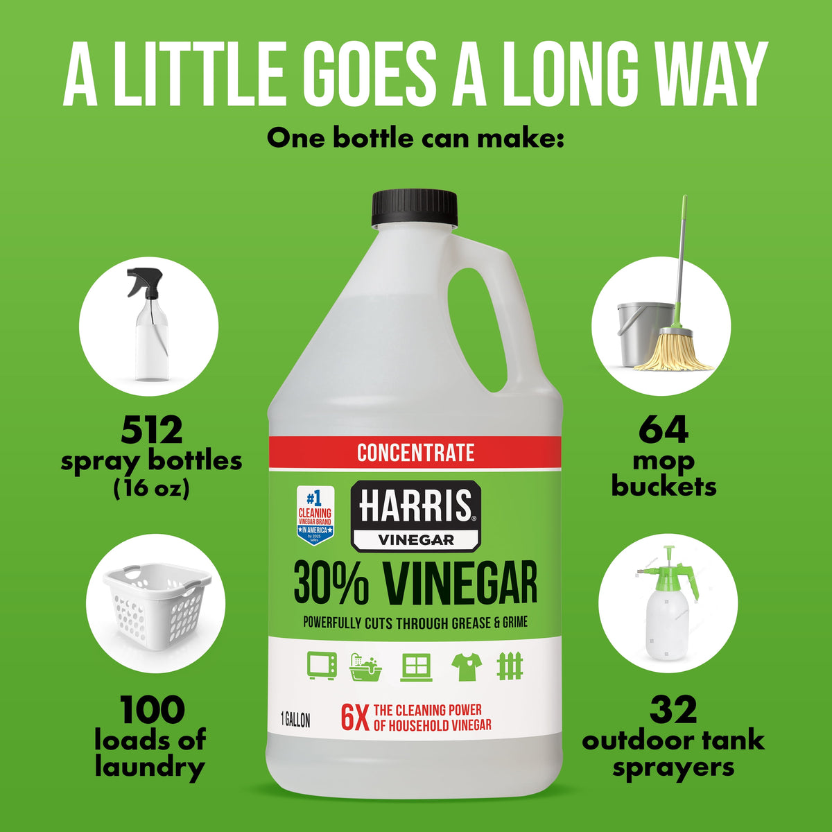 (2 pack) Harris 30% Concentrated Vinegar, Multi-Purpose Use for Home and Outdoor, 1 Gallon