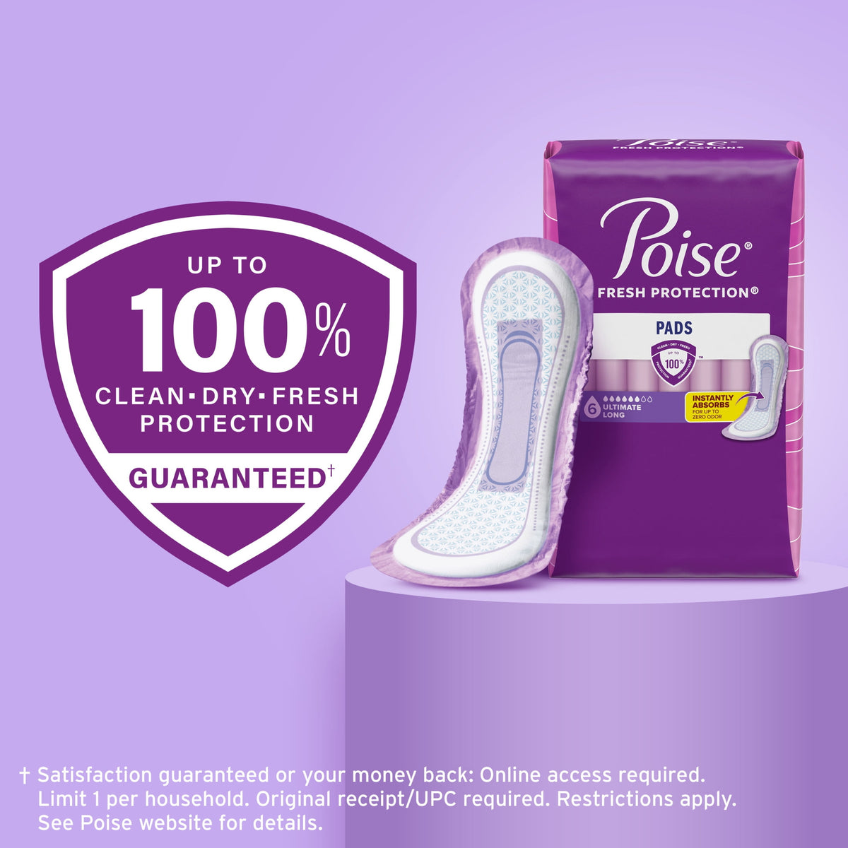 Poise Women's Incontinence Pads, Ultimate Absorbency, Regular Length (112 Count)