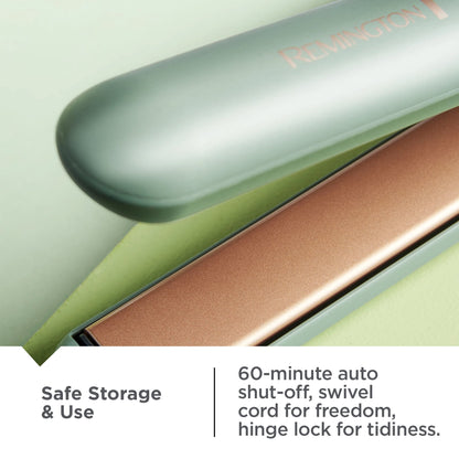Remington Botanicals™ 1" Flat Iron, Ceramic, Micro-Conditioners, BotaniCare Setting, Green