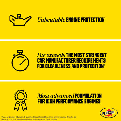 (4 pack) Pennzoil Ultra Platinum Full Synthetic 5W-30 Motor Oil, 1 Quart