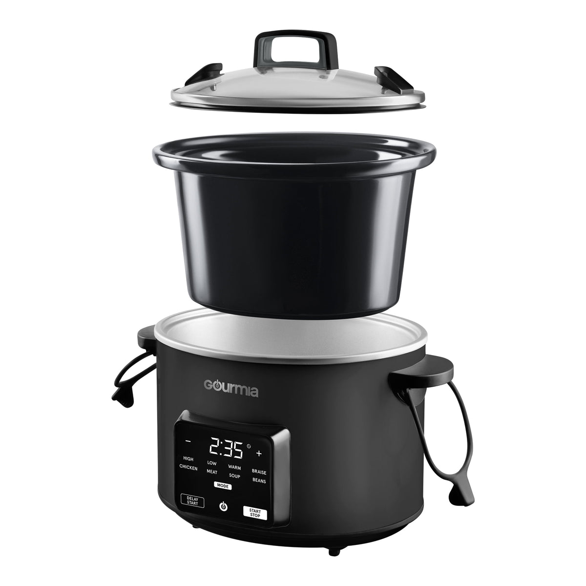 Gourmia Programmable Slow Cooker 4.5 Qt with Digital Controls and Auto Keep Warm, Black