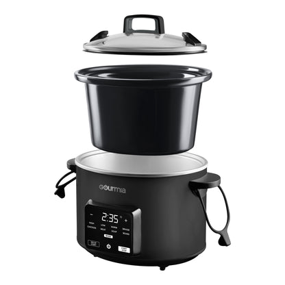 Gourmia Programmable Slow Cooker 4.5 Qt with Digital Controls and Auto Keep Warm, Black