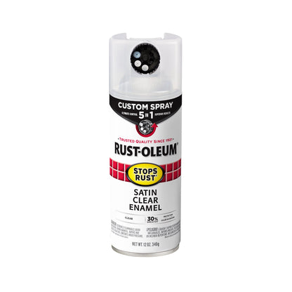 (6 pack) Clear, Rust-Oleum Stops Rust Custom Sprays 5 in 1 Satin Spray Paint-376883, 12 oz