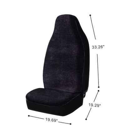Auto Drive 2- Piece Car Seat Covers High Back Soft Faux Fur Polyester Black, Universal Fit, 2002SC101