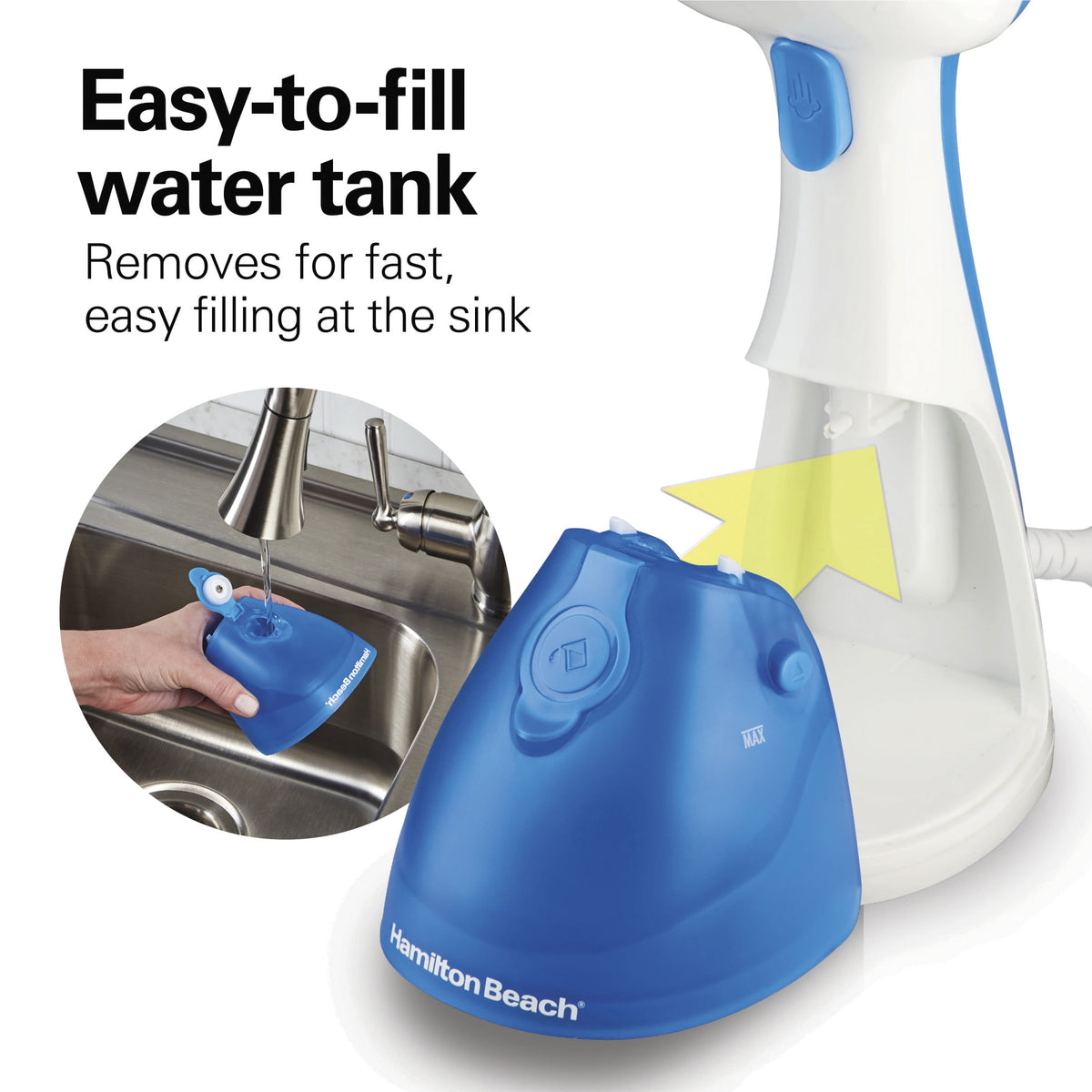 Hamilton Beach Handheld Clothes Steamer, 1000 W 8.5 fl oz Clothing Steamer, 30-Second Heat Up, 15 Minutes of Steam