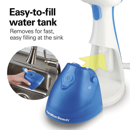 Hamilton Beach Handheld Clothes Steamer, 1000 W 8.5 fl oz Clothing Steamer, 30-Second Heat Up, 15 Minutes of Steam