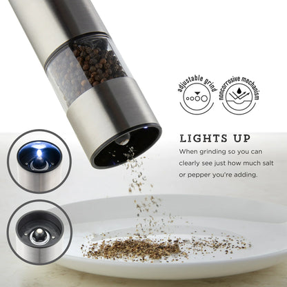 Kamenstein Battery Operated Stainless Steel Salt and Pepper Grinder Set of Two