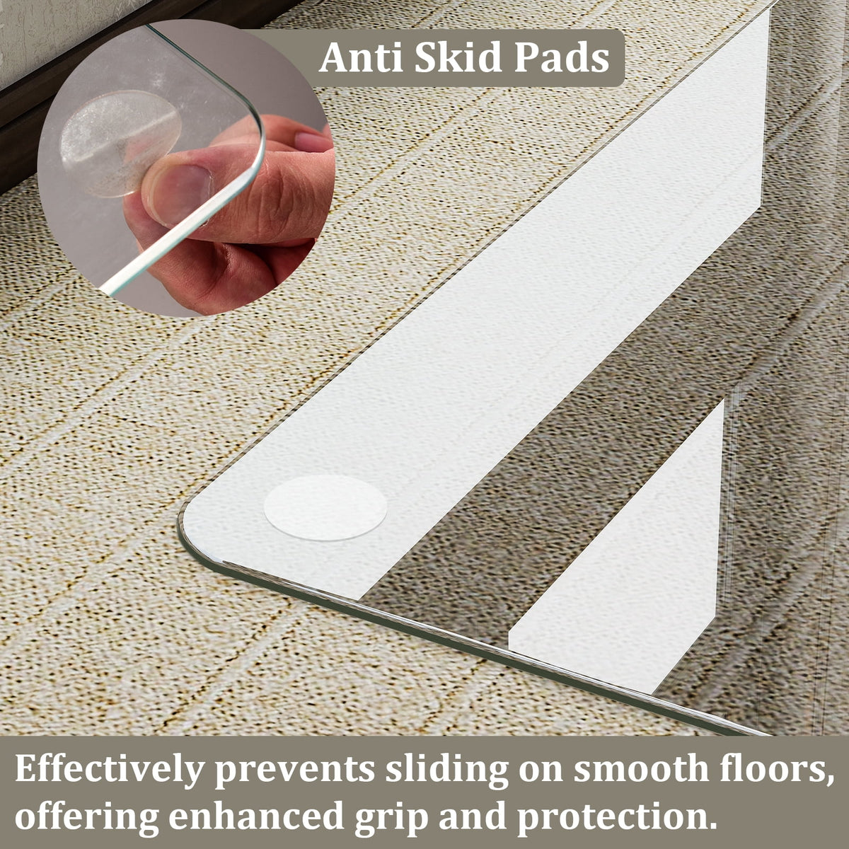 Lumora 36.1" x 46" Heavy Duty Hard Tempered Glass Mat Glass Chair Mat,Clear