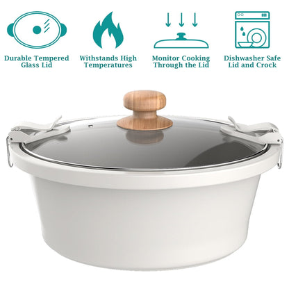 The Pioneer Woman 6-Quart Portable Linen Speckle Slow Cooker