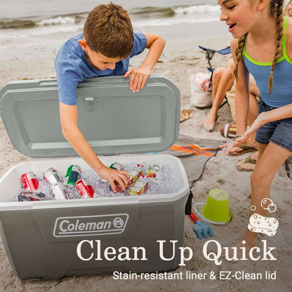 Coleman Classic 70 QT Hard-Sided Ice Chest Cooler, Silver Ash