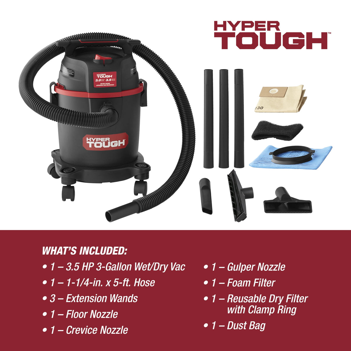 Hyper Tough 3 gal Wet/Dry Vacuum