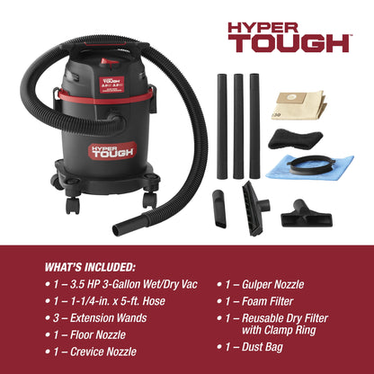Hyper Tough 3 gal Wet/Dry Vacuum